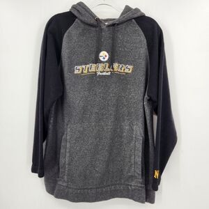 NFL Pittsburgh Steelers Fleece Pullover Hoodie Sweatshirt Size Large Gray Black